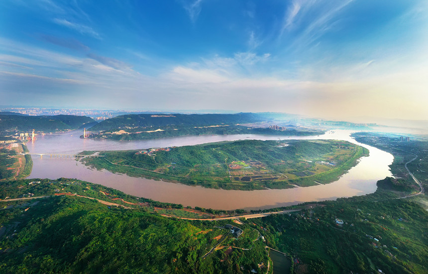 生機(jī)盎然的廣陽(yáng)島。廣陽(yáng)灣智創(chuàng)生態(tài)城供圖